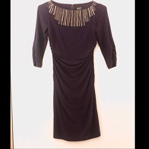 Plum Adrianna Papell Dress - 2P - Beaded Neckline